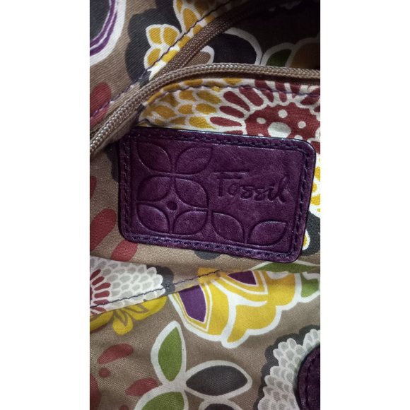 Fossil Leather Talita Embossed Large Boho Classic Red Shoulder Satchel Handbag - Picture 7 of 9